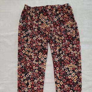 Derek Heart Girls Floral Leggings Size 10 Black Red Stretch Pants
